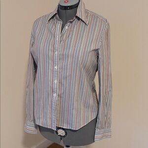 Lot of 2 women’s Faconnable striped shirts - MED EUC